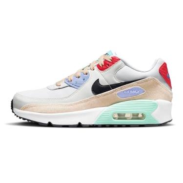 Imagem de Nike Meninas Air Max 90 Ltr (Criança grande), Branco/Sanddrift/Cobalt Bliss/Obsidiana, 5 Big Kid