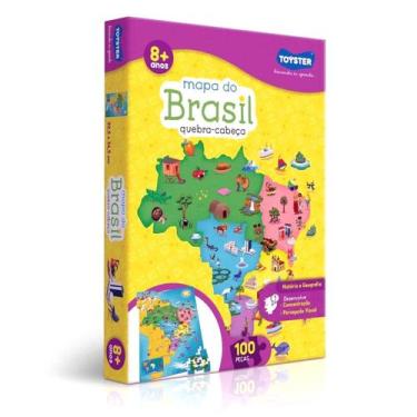 Imagem de Quebra Cabeça Infantil Mapa Do Brasil 100 Peças Didático - Toyster