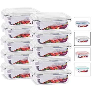 Imagem de KIT 10 Potes de Vidro Retangular com Tampa Hermética 640ml (Branco)