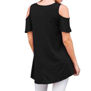 Imagem de Blusa Lisa Comprida Plus Size Ombro Vazado De Fora Ref: 06 - Xixicabel
