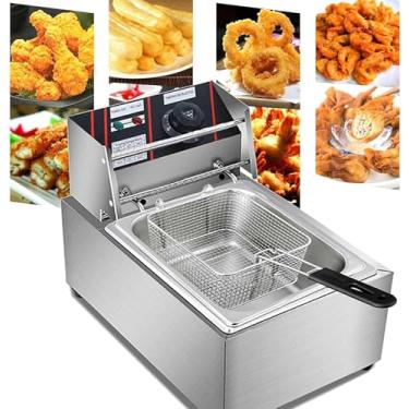 Imagem de Fritadeira elétrica 10L de 2500 W, controle de temperatura ajustável de 50~200 ℃, com alça de segurança e janela de visualização, cesta de óleo removível, para batatas fritas, donuts, peixe,