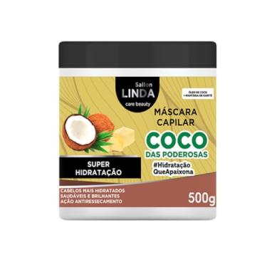 Imagem de Máscara Hidratante Capilar Coco das Poderosas com Óleo de Coco e Manteiga de Karitê para Hidratação Profunda e Reparação de Cabelos Danificados Sallon Linda