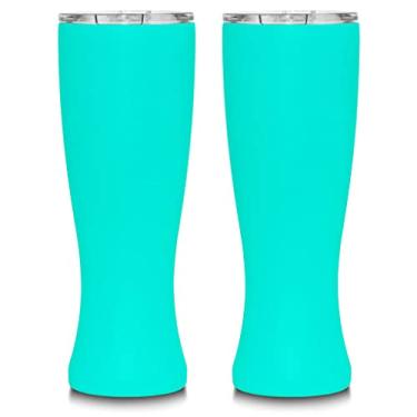 Imagem de MASON FORGE | Copo de cerveja com isolamento duplo de aço inoxidável | Parede dupla isolada a vácuo | Sem suor e condensação | Bebidas quentes ou frias | Vidro estilo Pilsner | 473 ml | Conjunto de 2