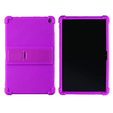 Imagem de Oneyijun Capa para tablet Lenovo 10e Chromebook de 10,1 polegadas, silicone macio, ajustável, capa protetora à prova de choque (roxa)
