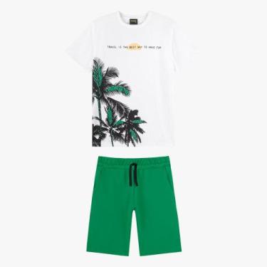 Imagem de Conjunto Teen Lemon Camiseta Algodão Bermuda Moletom Branco/Verde