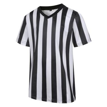 Imagem de redgino Camiseta infantil de árbitro para crianças com listras pretas e brancas para basquete, futebol, fantasia de Halloween
