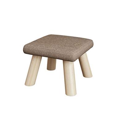 Imagem de Banqueta de tecido, mini sala de estar, banco pequeno criativo, banco de sofá de madeira maciça para uso doméstico