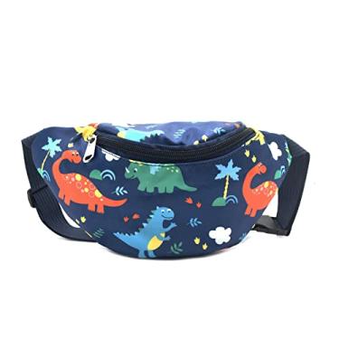 Imagem de Pochete infantil de dinossauro fofa, bolsa de cintura pequena, bolsa transversal para meninas e meninos, Azul (grande, 26 x 15 x 7 cm), one size