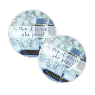 Imagem de Crafters Cup Etiqueta Pop It When She Pops Champagne | Pacote com 30 | Etiqueta circular de 6 cm com orifício pré-cortado | Etiqueta de lembrancinha de festa de chá de bebê | Design de champanhe rosa