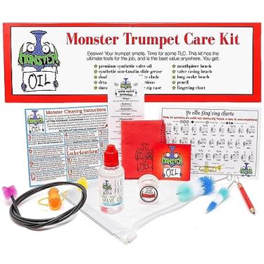 Imagem de Kit de limpeza Monster Trumpet | Sediado nos EUA e propriedade de veteranos! | Óleo de válvula, graxa deslizante e muito mais para cuidar e limpar seu trompete e corneta!