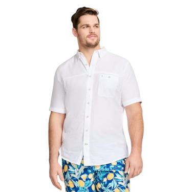 Imagem de IZOD Camisa masculina grande e alta de botão de manga curta Saltwater Dockside, Cambraia branca brilhante, 3G Alto