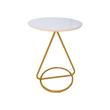 Imagem de Mesa De Centro Lateral Maria Base De Aço Industrial Moderna