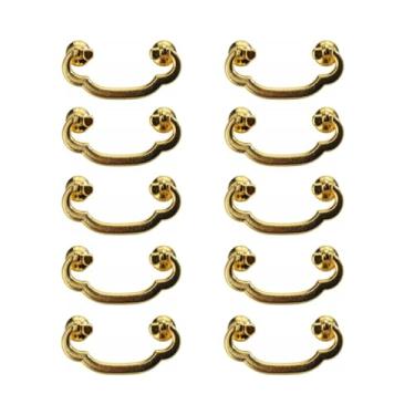 Imagem de 10 peças puxadores de gaveta de bar vintage puxadores decorativos antigos puxadores de liga de zinco para móveis caixa de madeira baú(Gold)