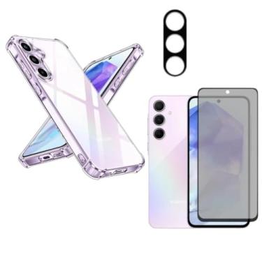 Imagem de Capa Capinha Anti Impacto + Película Privacidade 3D + Película de Câmera Compatível Com Samsung Galaxy A55 5G - (Hard Glass Store)