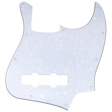 Imagem de Musiclily 10 Furos Escudo Baixo Pickguard para Fender EUA/Mexicana Standard Jazz Bass 4 Cordas, 4 Camadas Branco Perolado