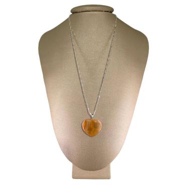Imagem de Colar Prata 925 Cadeado Citrino Coração - P. Vecchio Joias