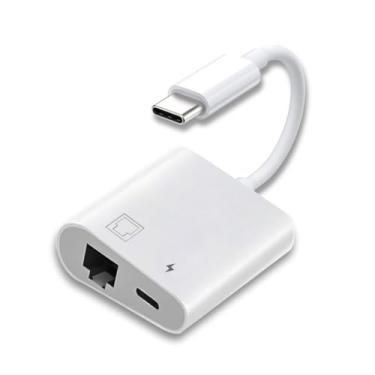 Imagem de chenyang Adaptador de rede 2 em 1 USB C para RJ45 100Mbps com carregamento PD 24W para laptop, tablet, telefone