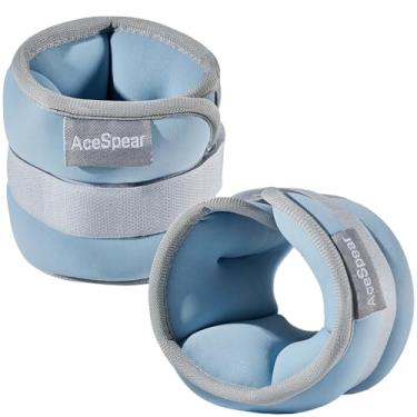 Imagem de AceSpear Pesos de tornozelo para homens e mulheres pesos de pulso 2 x 0,5 kg 1,4 kg 1,8 kg 2,3 kg 2,7 kg pesos de perna sacos de areia pesos de mão de braço infantil para fitness, caminhada, corrida,