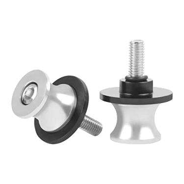 Imagem de CHIFUN 2 peças 10 mm M10 X1,5/1,25 bobinas de braço oscilante de motocicleta deslizantes CNC alumínio bobinas parafuso de suporte compatível com VULCAN S 650 900 Ninja 250 300 ZX-10R ZX-6R (prata)