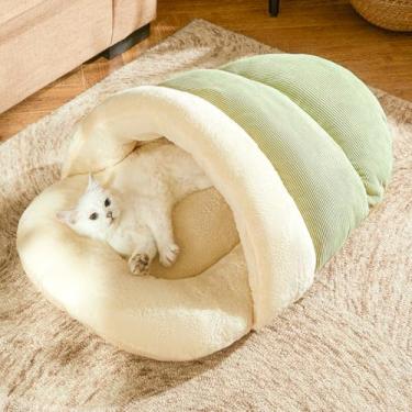 Imagem de Cama para gatos – Cama de caverna para gatos internos e cães pequenos, pantufa fofa para gatos, aconchegante e macia, antiderrapante e durável, lavável para gatinhos e filhotes com menos de 6,8 kg (61