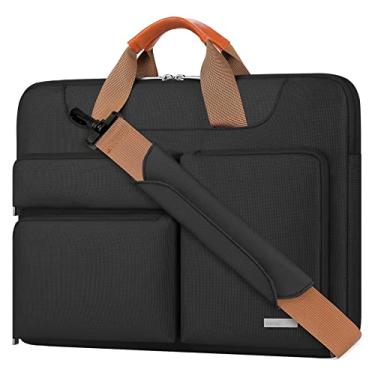 Imagem de Lacdo Bolsa de ombro protetora de 360° para laptop, bolsa para laptop de 16" para o novo MacBook Pro M4/M3/M2 /M1 Pro Max de 16"A3403 A3186 A2991, Surface Laptop de 15”7º Copiloto+Computador PC, Preto