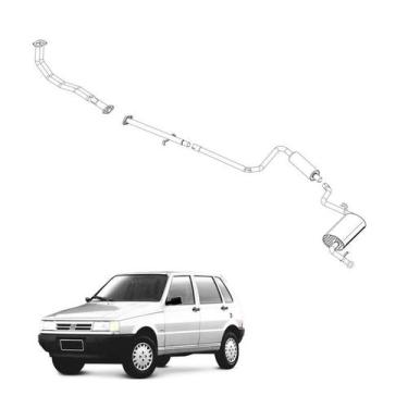 Imagem de Kit Completo Escapamento Uno 1.3 e 1.5 1985 a 1991 Caixa M O - Pioneir