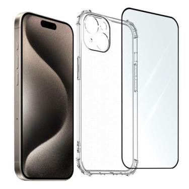 Imagem de Kit Película 3D + Capinha Transparente Compativel iPhone 15 Para Todos