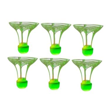 Imagem de oshhni 6x Petecas com luzes de badminton, bolas de badminton de LED de treinamento de alta velocidade estáveis para parques de ginásio, Verde