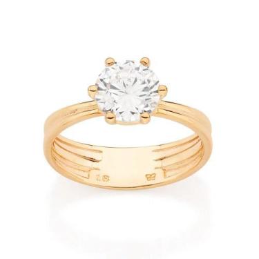 Imagem de Anel de noivado solitário banhado ouro 3x 24k 18k e 22k feminino 15 an