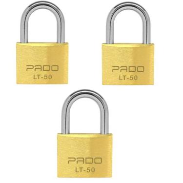 Imagem de Kit 3 Unidades Cadeado Latão 50mm Pado Segredos Diferentes, Cadeado La
