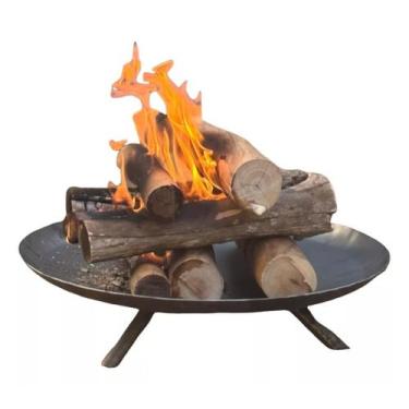 Imagem de Lareira Externa A Lenha Portátil Em Aço Rústica 45cm Inverno Decoração