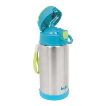 Imagem de Copo Térmico Inox Parede Dupla c/ Canudo 400ml - Azul - Buba - Buba Ba