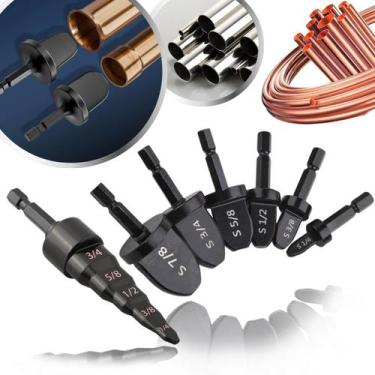 Imagem de Kit 7 Haste Flangeador Alargador Broca Escalonado 1/4 - 7/8 Pol Tubos 