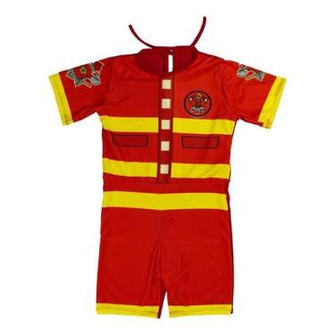 Imagem de Roupa Bombeiro Infantil Curta de Carnaval e Halloween - Fantasias Caro