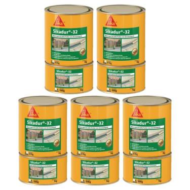 Imagem de Kit 5 Adesivo Epóxi Premium Cola Tudo Sikadur 32 1kg (a+b)