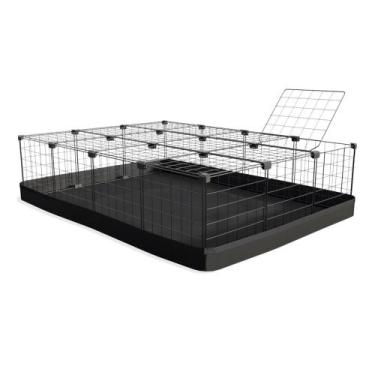Imagem de Cercado 90x120x30 Cm Branco com Teto Bandeja Higiênica Nylon Preto - I