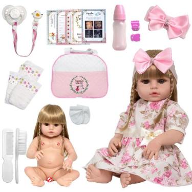 Imagem de Bebe Reborn Nicole Loira Corpo de Vinil Siliconado 20 Itens - Cegonha 