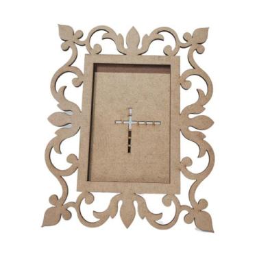 Imagem de Kit 10 Porta Retrato Mdf Cru Foto 10X15 Arabesco Floral - Doce Arte Em