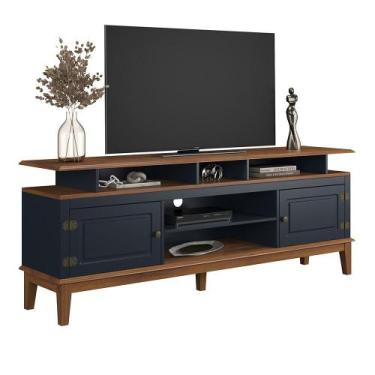 Imagem de Rack de Madeira Maciça com 2P Base Elevada - Apaixone&Decore, Azul Pet