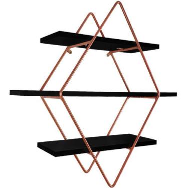 Imagem de Prateleira Tripla Estante Decorativa Livros Quarto Sala Losan Aço MDP 