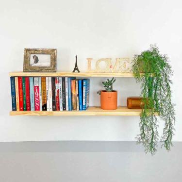 Imagem de Prateleira Dual de Ferro e Madeira 100cm Industrial Natural e Preto - 