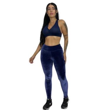 Imagem de calça veludo molhado legging feminina leg cintura alta TB moda fitness