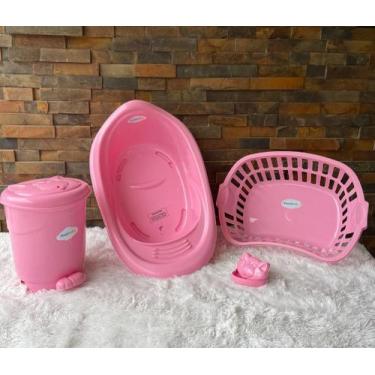 Imagem de Banheira bebê 22 L  Cesto roupa e Lixeira Quarto Saboneteira infantil 