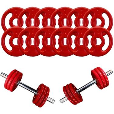 Imagem de Kit Halteres de Anilhas Emborrachadas e Barras Fitness - 12kg em Anilhas