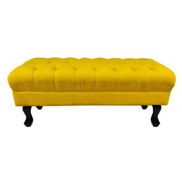 Imagem de Puff Calçadeira Retrô 1,00 Metro Luis Xv Capitonê Suede Amarelo - DS E