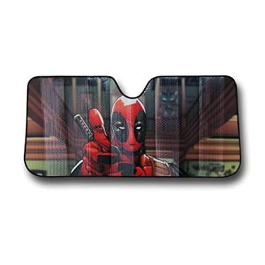 Imagem de Plasticolor Protetor solar para para-brisa dianteiro 003711R01 Deadpool com polegar para cima, estilo acordeão, carro, caminhão, SUV