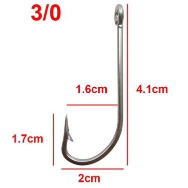 Imagem de Anzol para Pesca Em Aço Inox Com Argola 10 Peças Marinizado Varios Tam