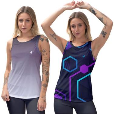 Imagem de Kit 2 Blusa Cavada Regata Feminina Moda Fitness Musculação Corrida Aca