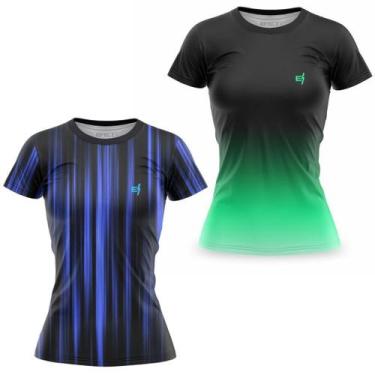 Imagem de Kit 2 Blusa Feminina Academia Camisa Fitness Musculação Caminhada Bike
