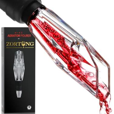 Imagem de ZORTUNG Dosador aerador de vinho em garrafa bico difusor dispensador aviadores decantador único sem gotejamento conjunto de diamante cintilante com 3 furos de ar ocultos para presente de amantes de vinho tinto e branco